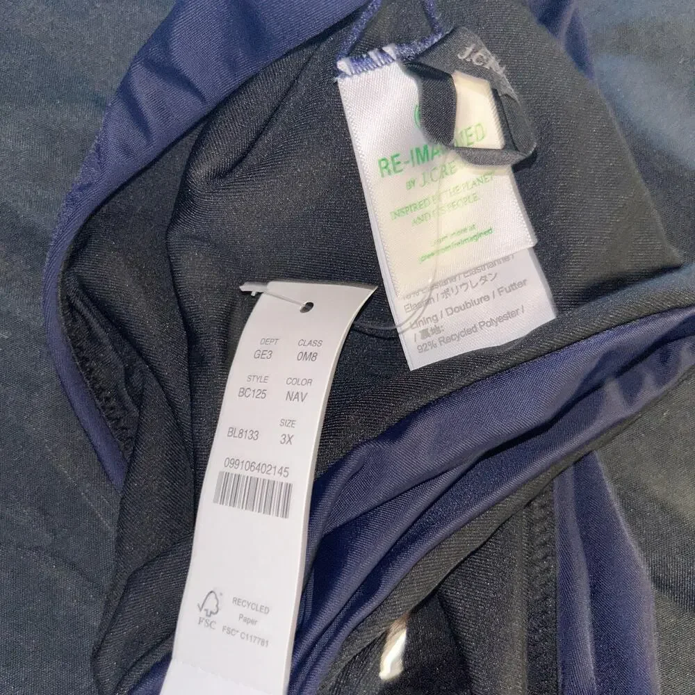 New NWT J. Crew Navy Blue Bikini Swim Bathing Suit Bottom Women's Size 3X